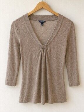 Banana - Tanned Brown Rouched Shirt - Size S